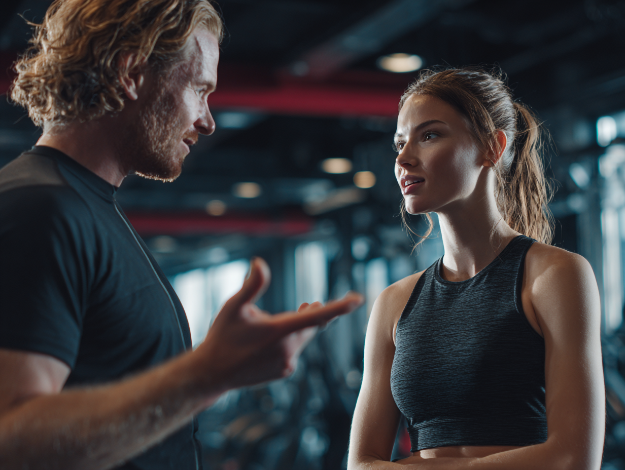 Skupina spokojných klientov rôzneho veku po tréningu